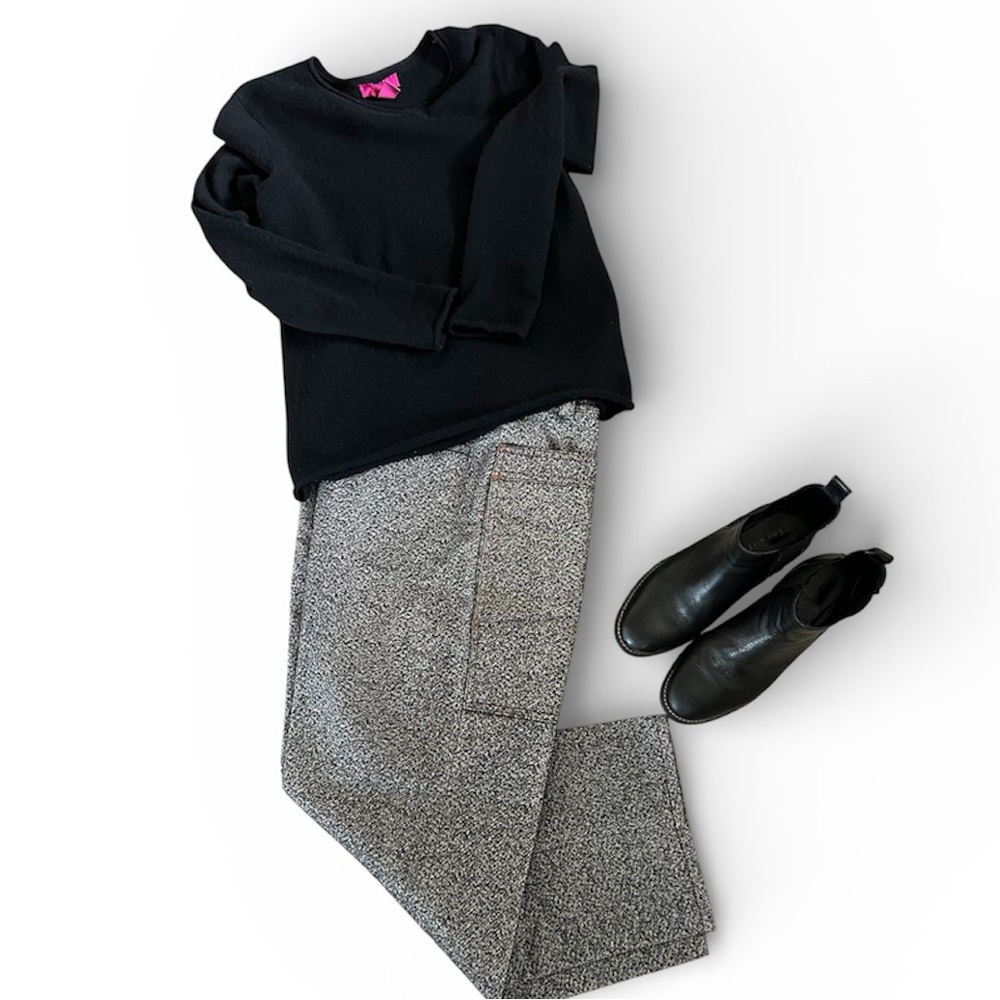 Acne Studios Textured Gray/Black Ankle Length Milford Trousers